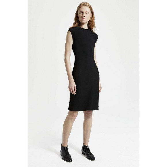 NWT Theory Classic Crepe Shirred Neck Black Dress - Picture 5 of 10